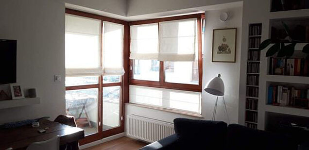 rolety rzymskie białe przezroczyste salon warszawa ochota